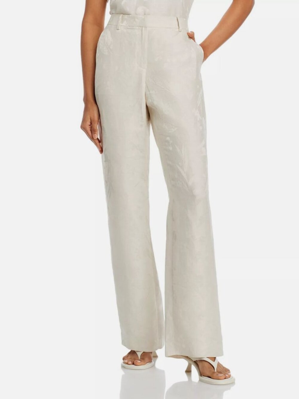 Lafayette 148 New York Women's Ivory Gates Jacquard Pants Size 4